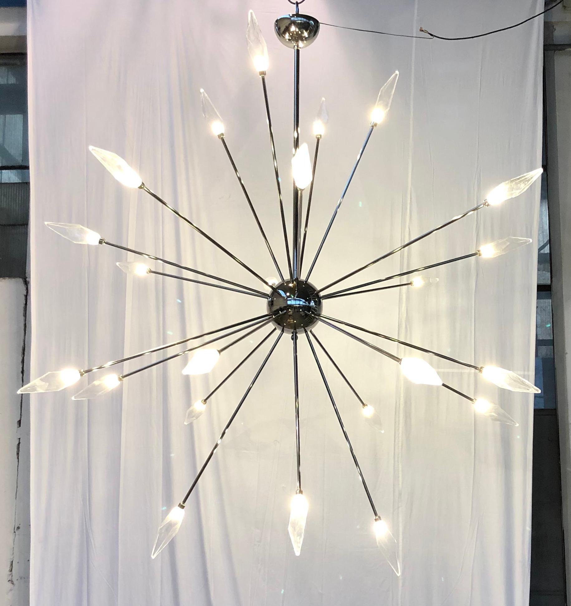Sputnik-Kronleuchter in Übergröße aus polyederfarbenem Stahl von Fabio Ltd (Muranoglas) im Angebot