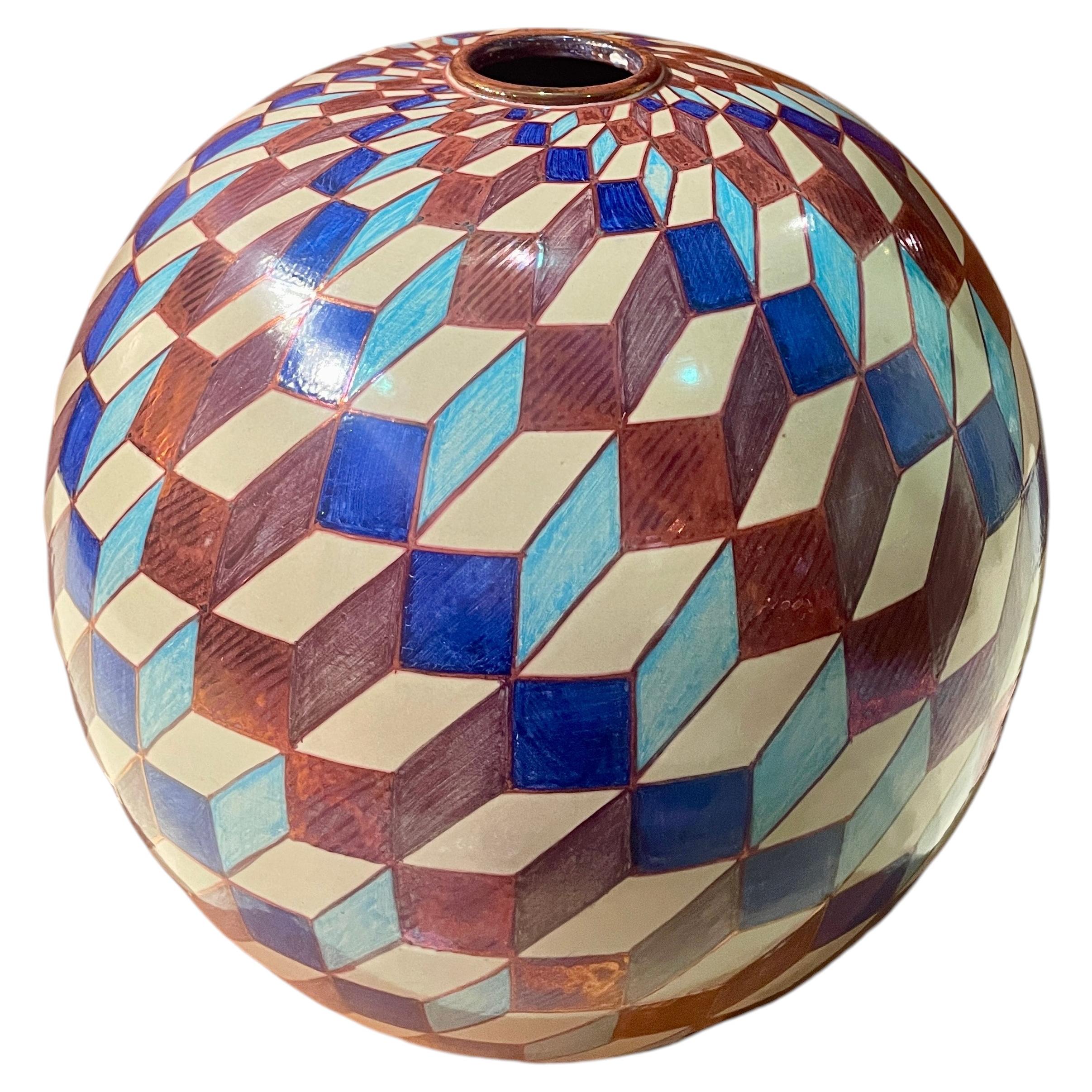 Large Pompei Moon Jar Hand Painted Ceramic Italy Contemporary Majolica