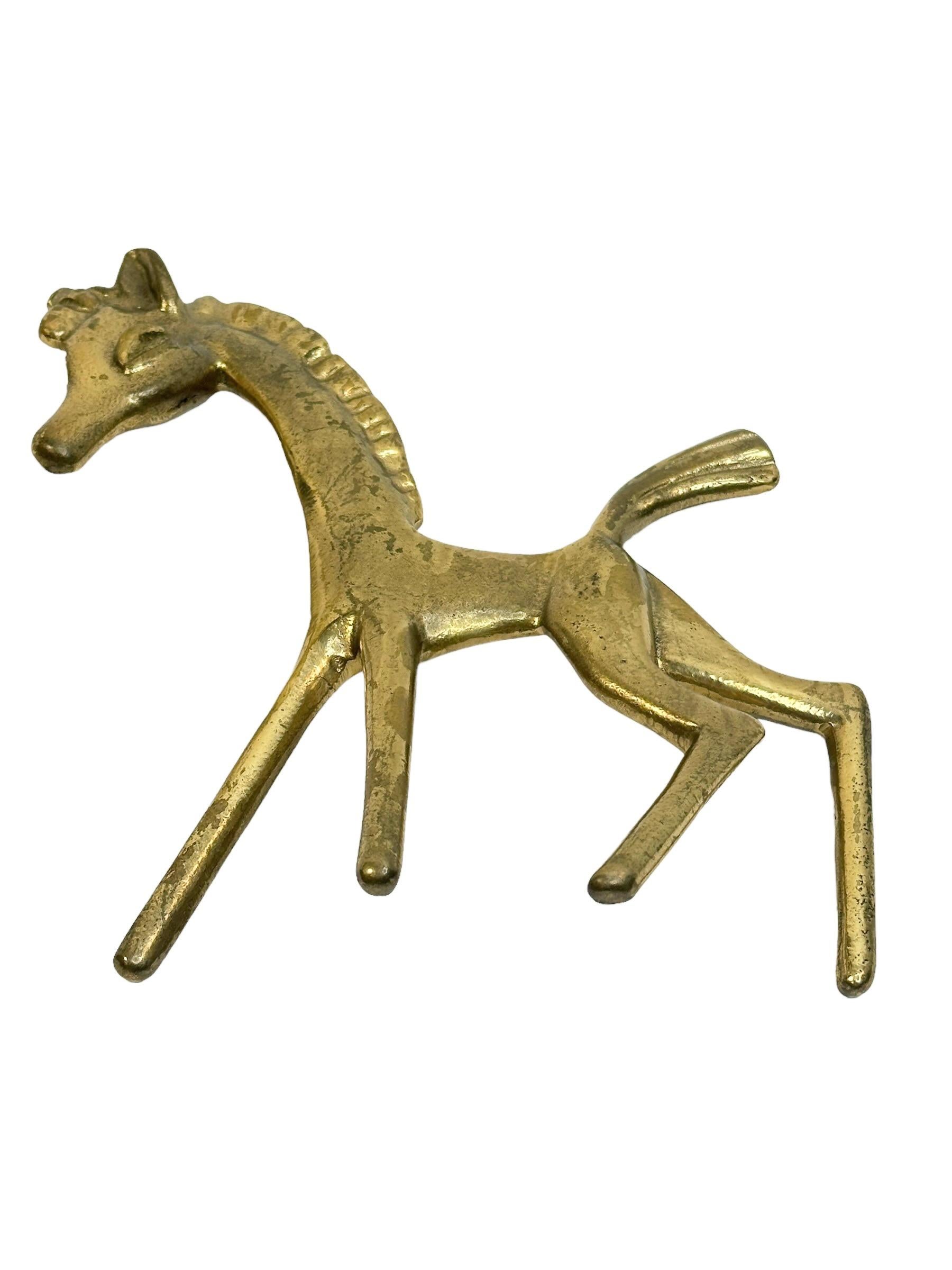 Brass Large Pony Horse Figurine Statue Walter Bosse, Vienna Austria, 1960s Midcentury For Sale