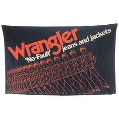 Large Pop 1970s Wrangler "No-Fault" Jeans. Denim Store Display / Banner