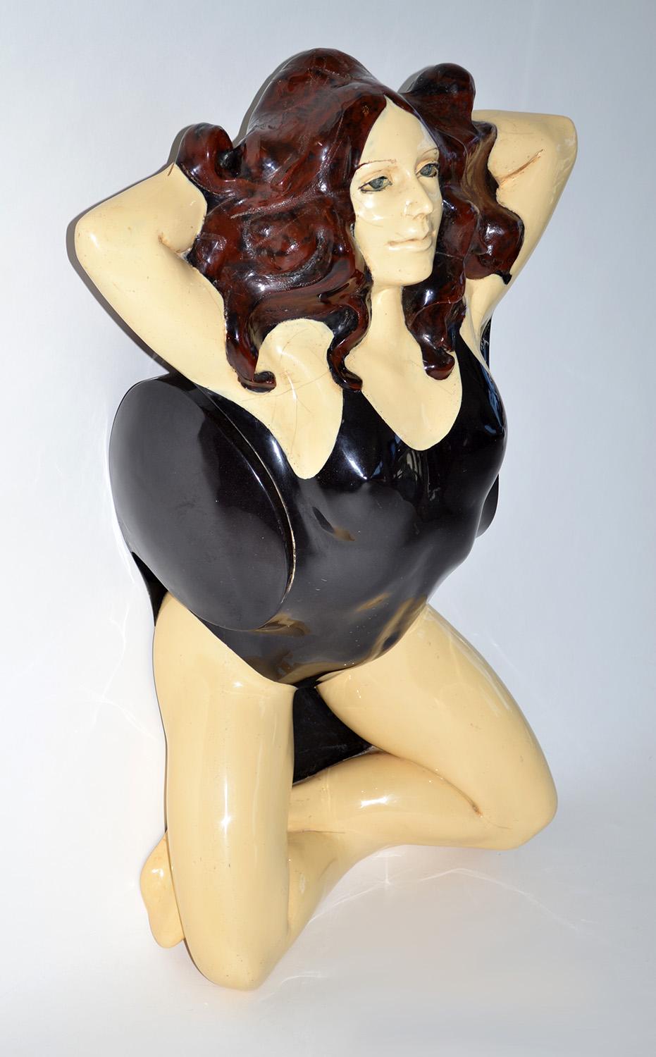 Modern Large Pop Art Painted Fiberglass Female Sculpture After Allen Jones, USA 1973 For Sale
