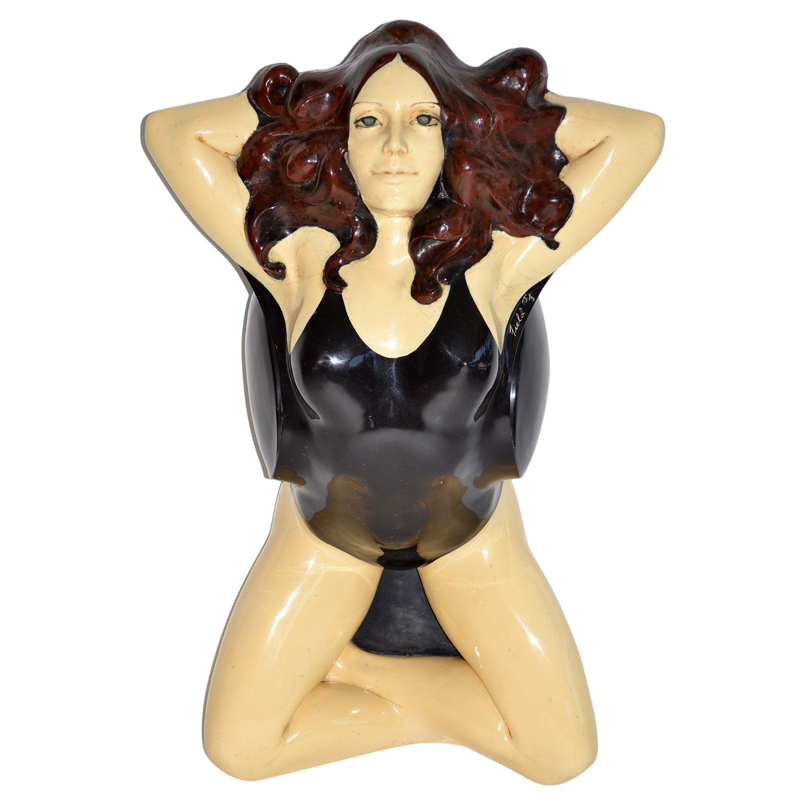 Large Pop Art Painted Fiberglass Female Sculpture After Allen Jones, USA 1973 For Sale