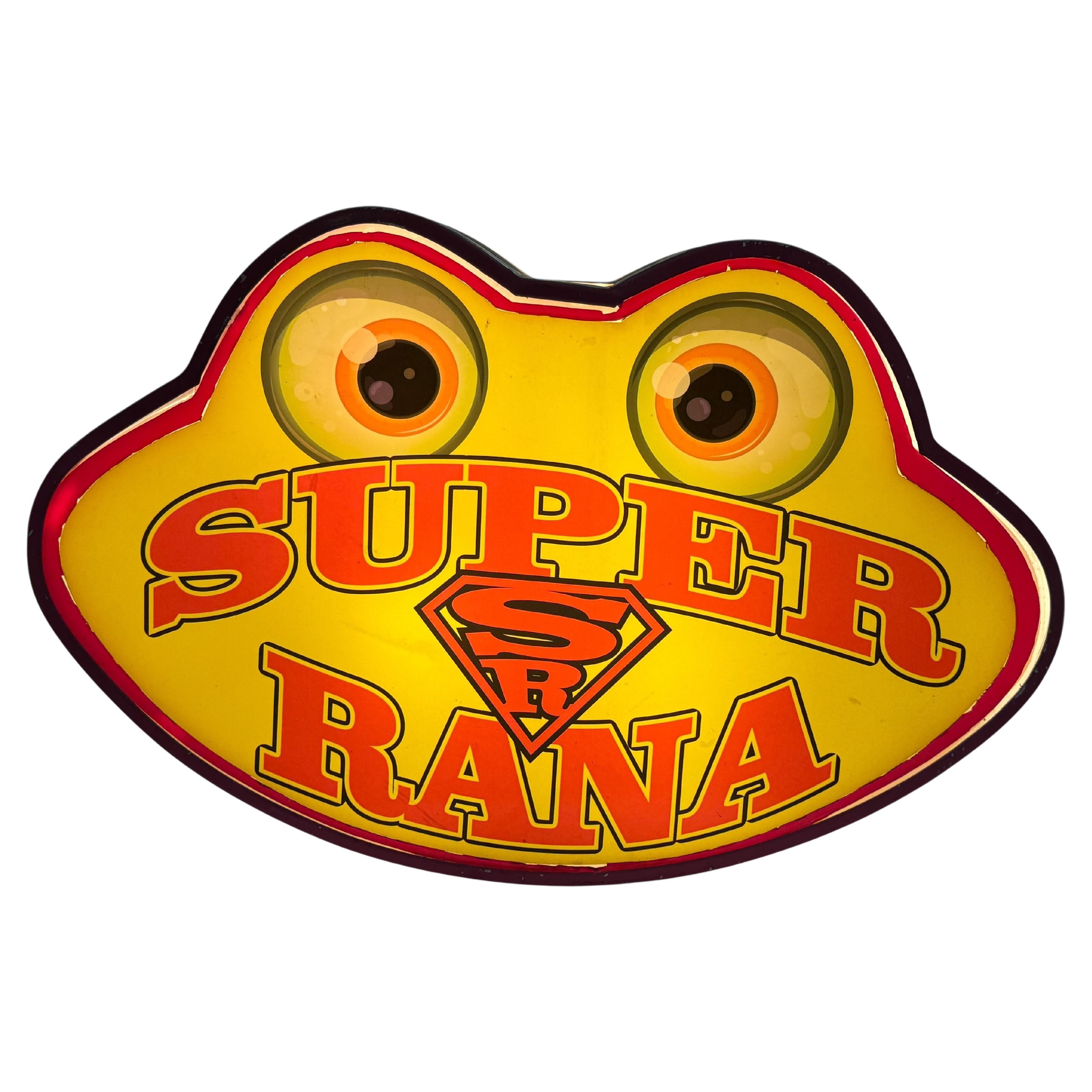 Large Pop Art Super Rana Frog Face Advertising Sign - Two Sided - Italy 1980s For Sale
