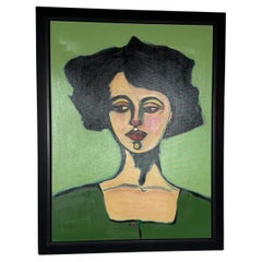 Large Pop Modernist Oil On Canvas titled "Audrey" by W.N.Y. Artist Joy Brandys