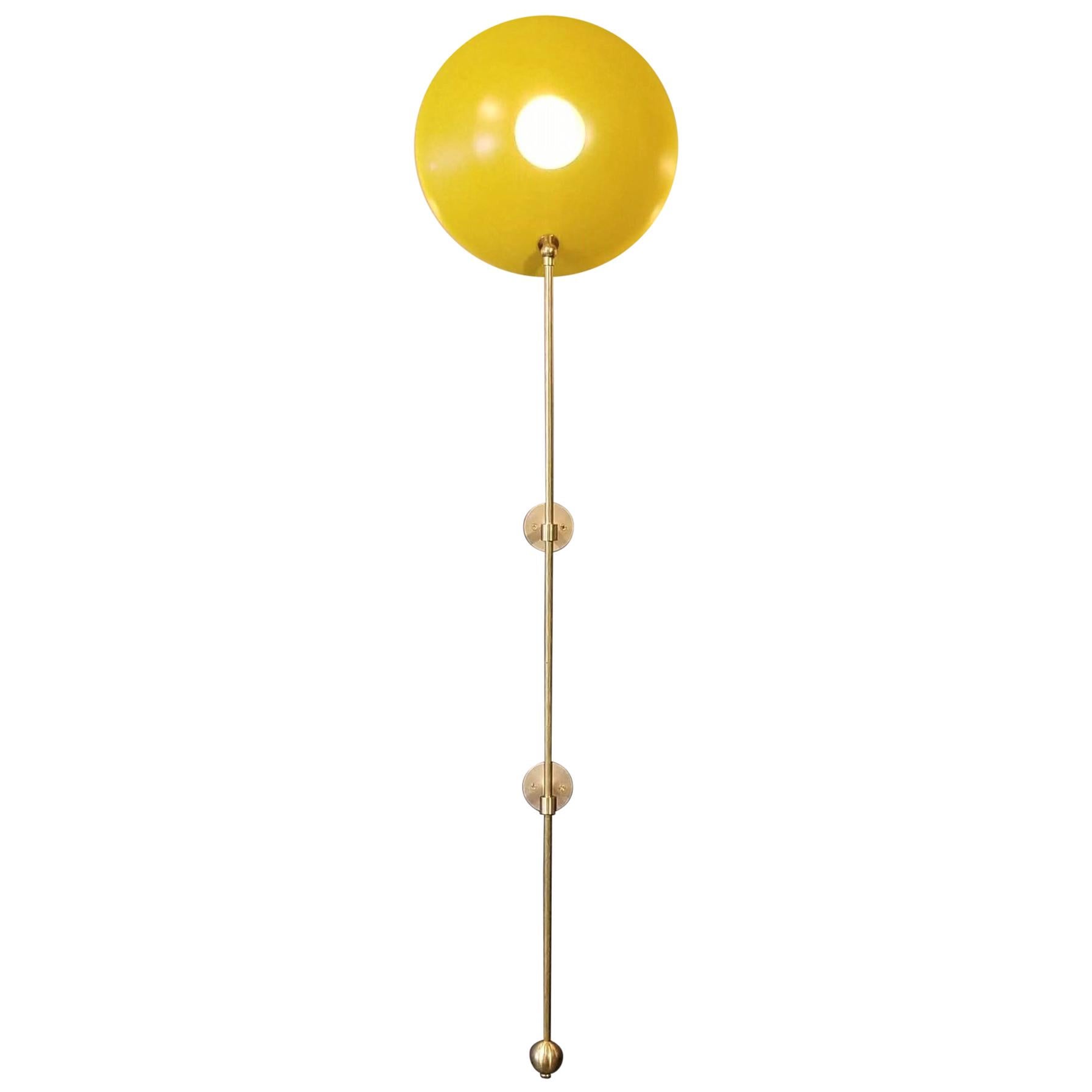 Large "POP" Wall Sconce in Brass and Yellow Enamel by Blueprint Lighting