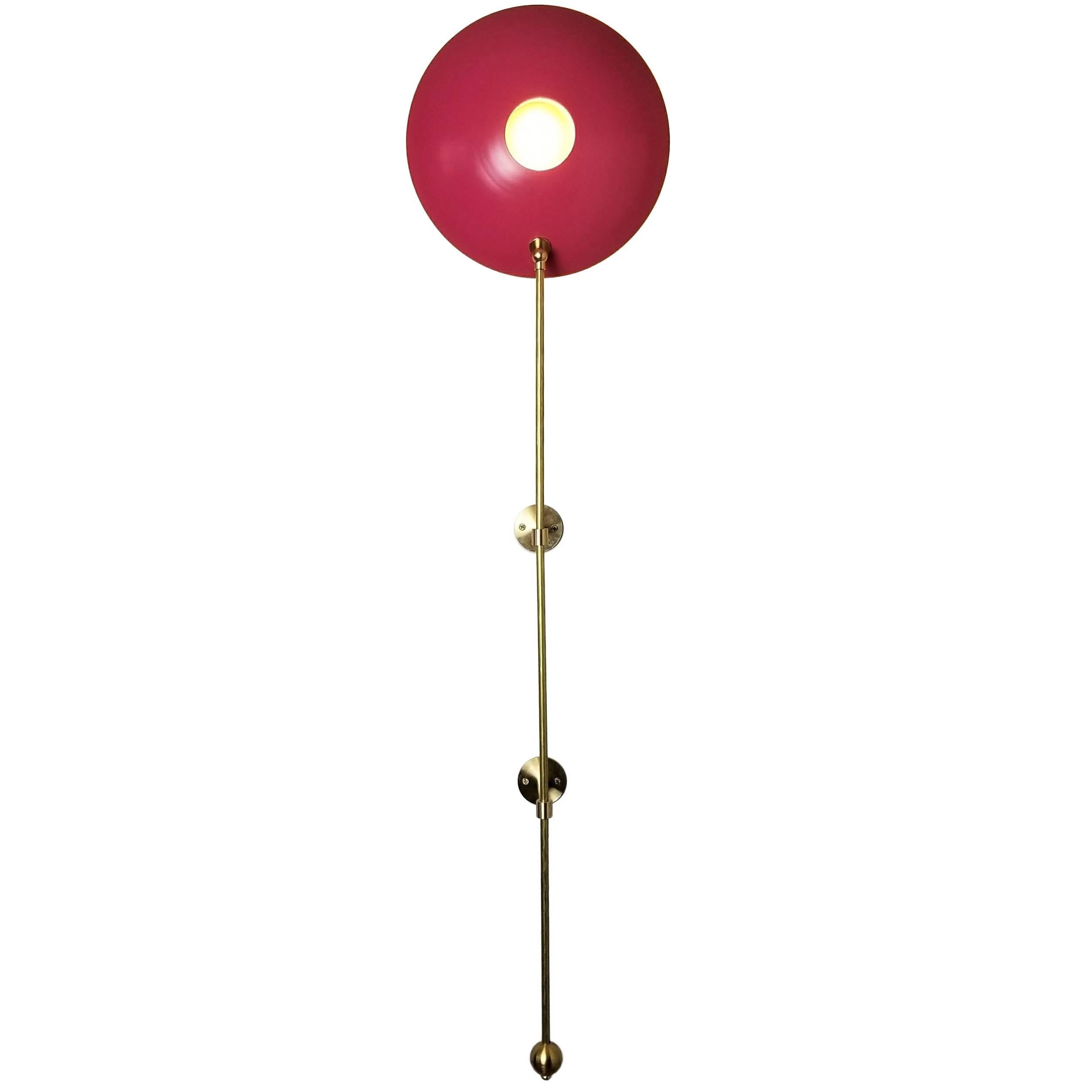 Large "POP" Wall Sconce in Brass + Fuschia Enamel by Blueprint Lighting NYC