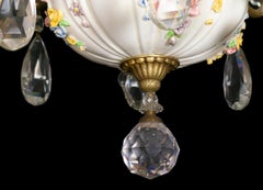 Large Porcelain And Crystal, Gilt Bronze Chandelier, 19th Century