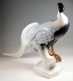 Large Porcelain Animal Figure, Silver Pheasant, Rosenthal Selb Germany, C. 1923