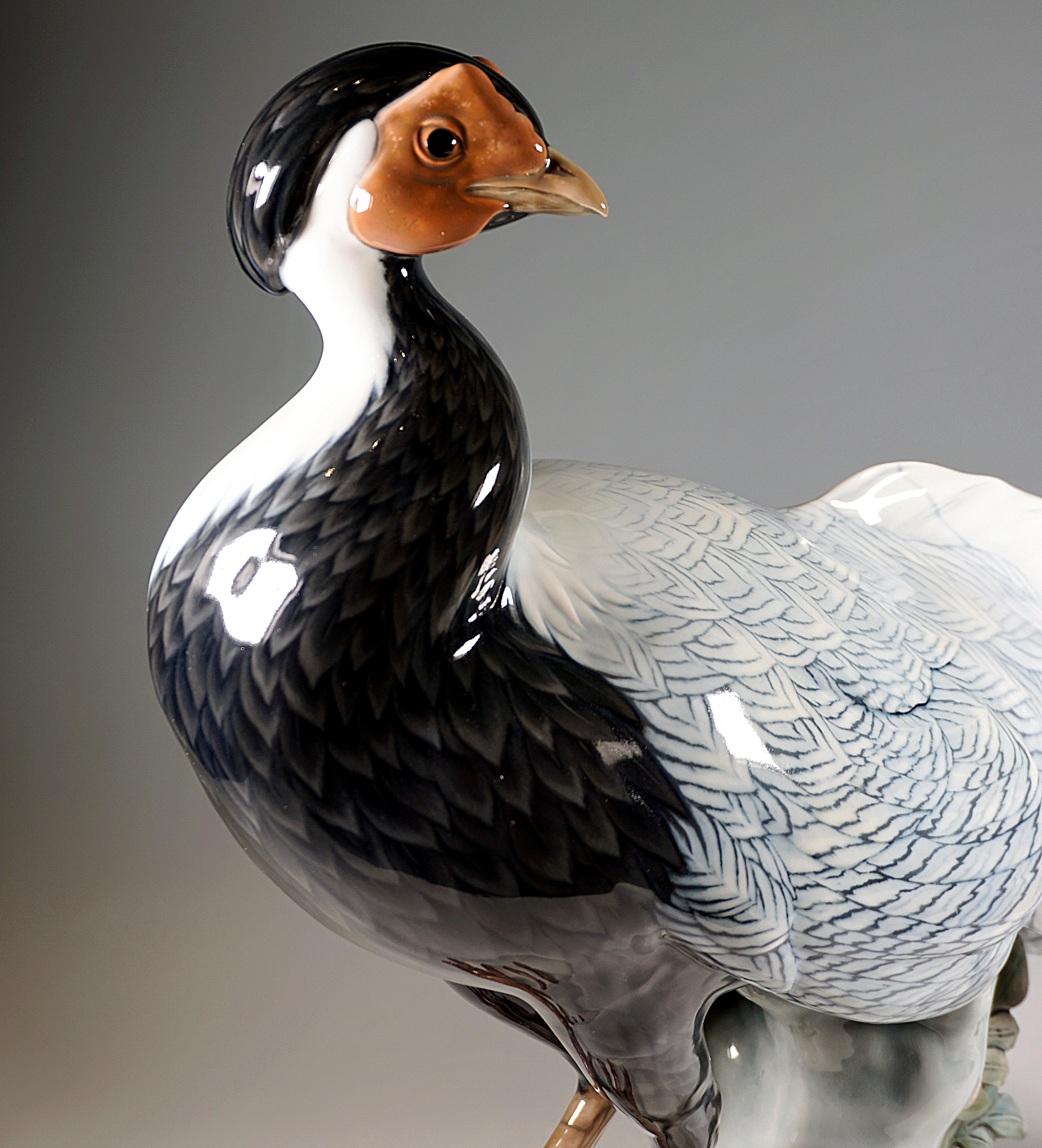 Allemand Grande figurine d'animal en porcelaine, faisan en argent, Rosenthal Selb Allemagne, vers 1923 en vente