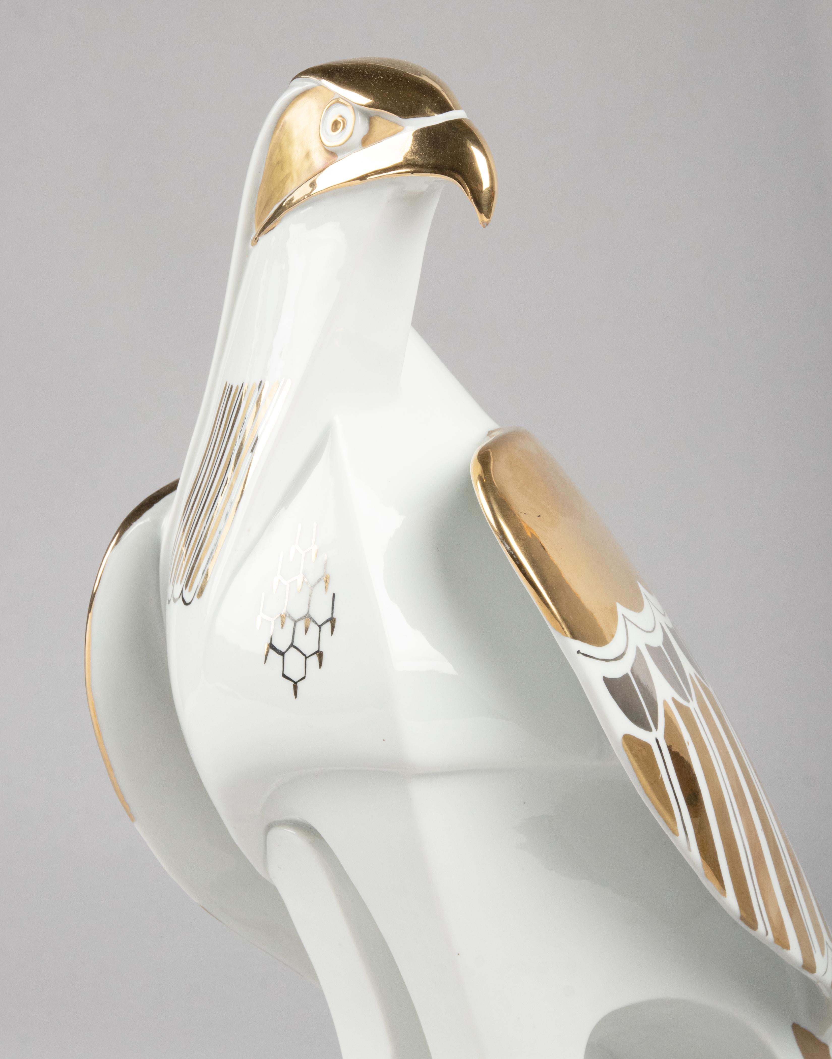 Large Porcelain Art Deco Statue of an Eagle signed Carpié 6