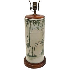 Large Porcelain Bamboo Decorated Lamp