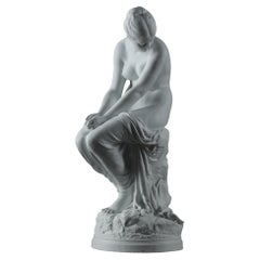 Large porcelain biscuit "Bather with swallows" by Auguste Joseph Peiffer
