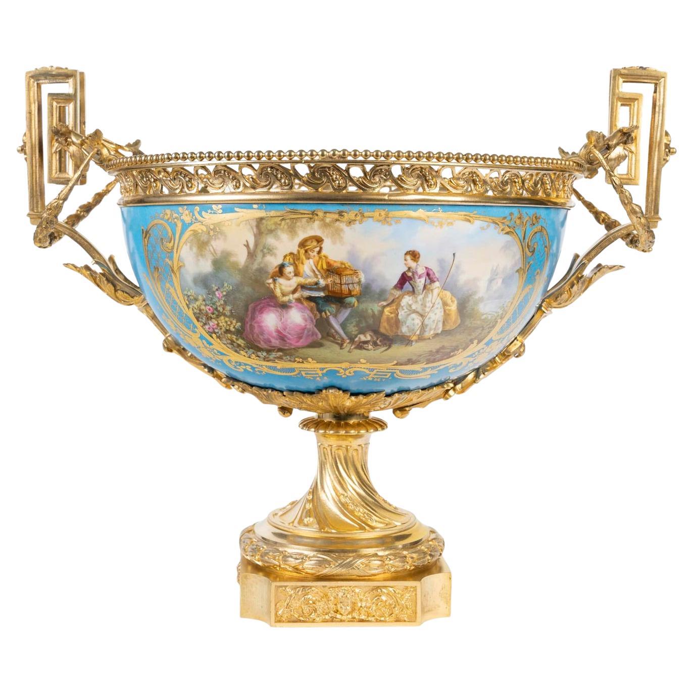 Grande ciotola in porcellana nello stile della manifattura di Sèvres, periodo Napoleone III