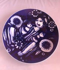Large Porcelain Charger / Plate by Bjorn Wiinblad for Rosenthal Studio Line