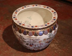Large Porcelain Chinese Fishbowl Planter with Classic Oriental Decorations