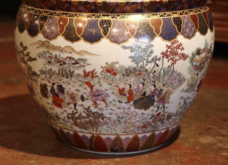 Large Porcelain Chinese Fishbowl Planter with Classic