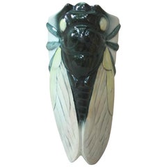 Antique Large Porcelain Cicada Wall Pocket