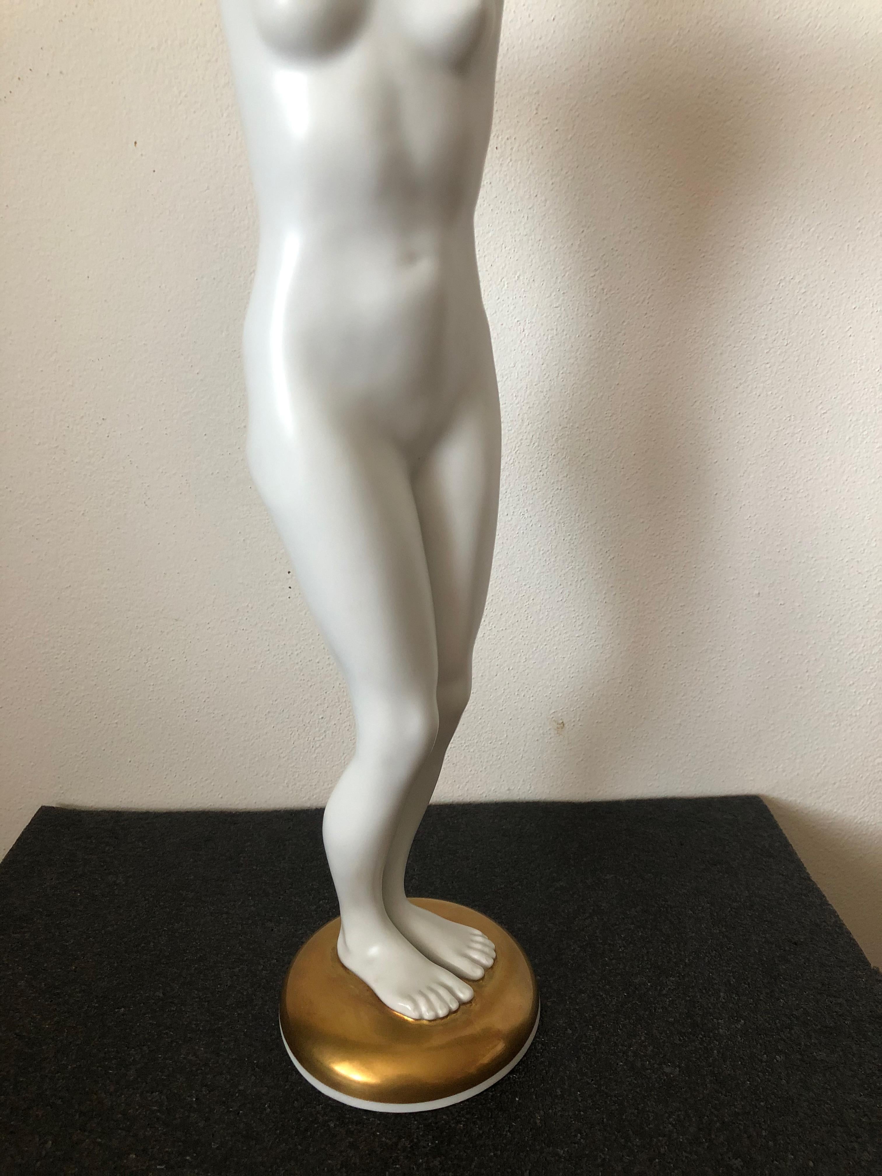 Danish Large Porcelain Figure of Lady with Ball by Designer Luitpold Adam For Sale