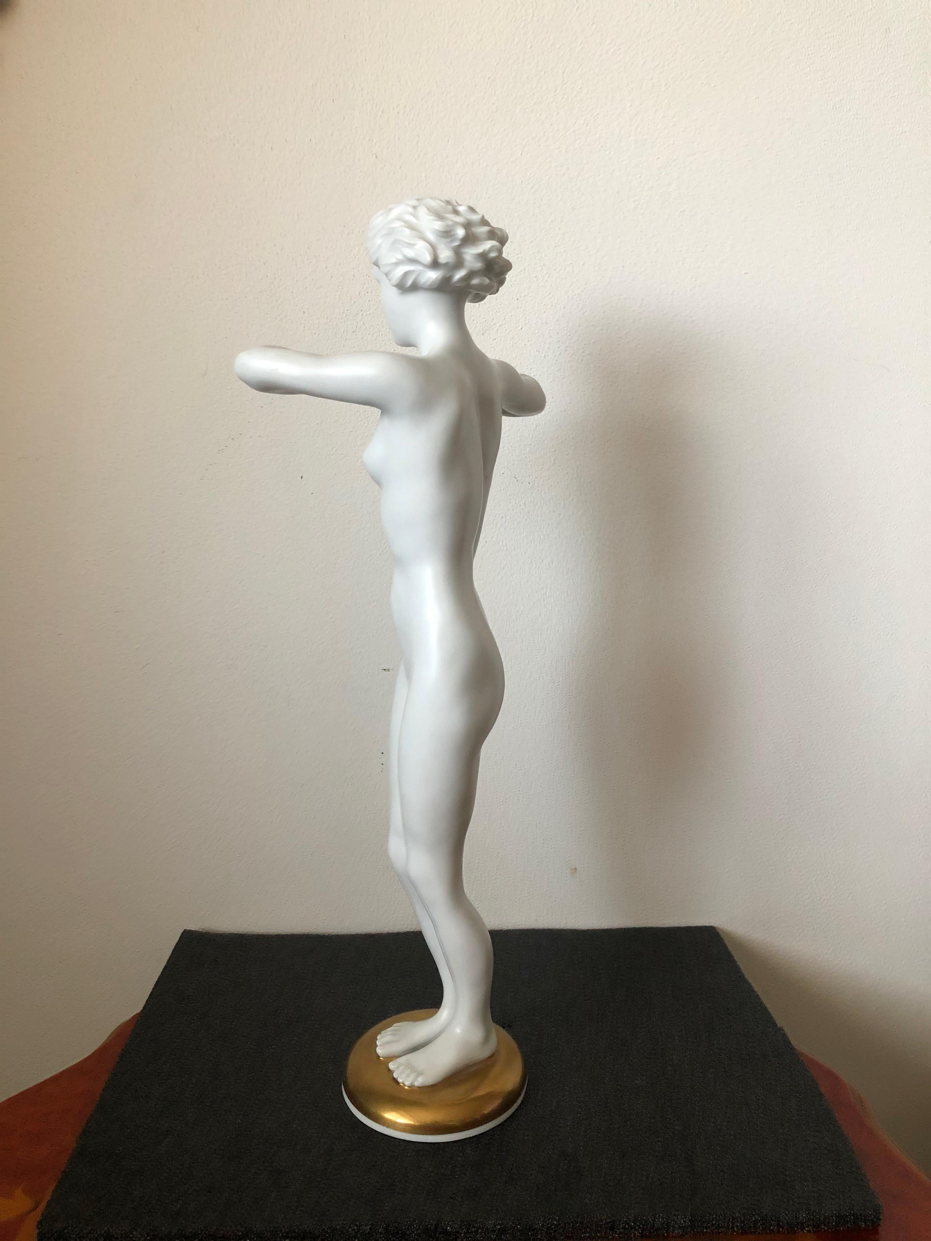 Large Porcelain Figure of Lady with Ball by Designer Luitpold Adam For Sale 2