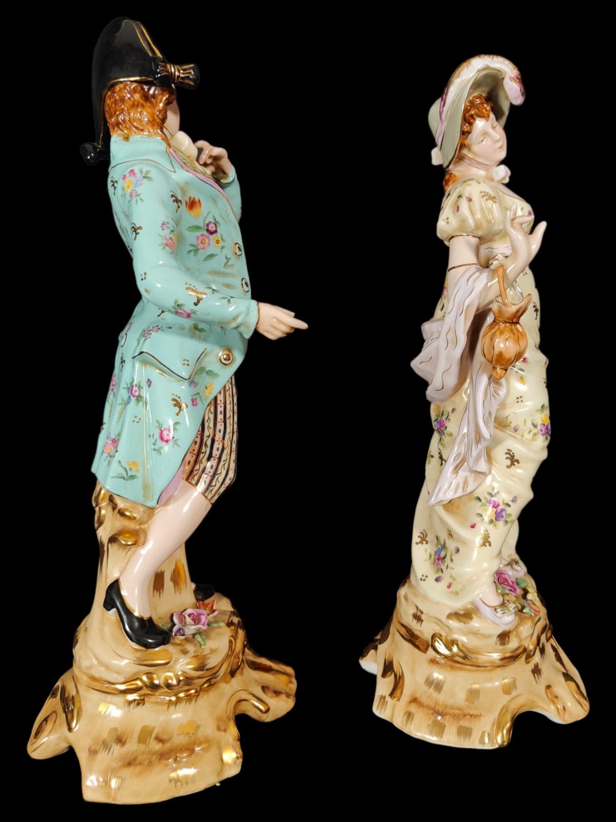 Baroque Large Porcelain Figures 20th Century For Sale