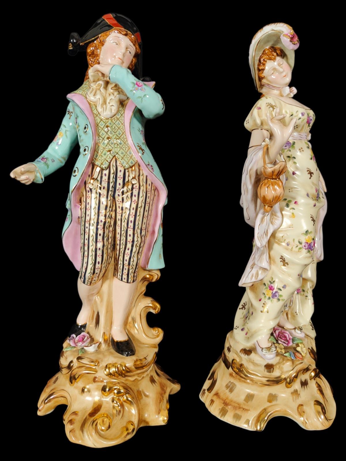 Italian Large Porcelain Figures 20th Century For Sale