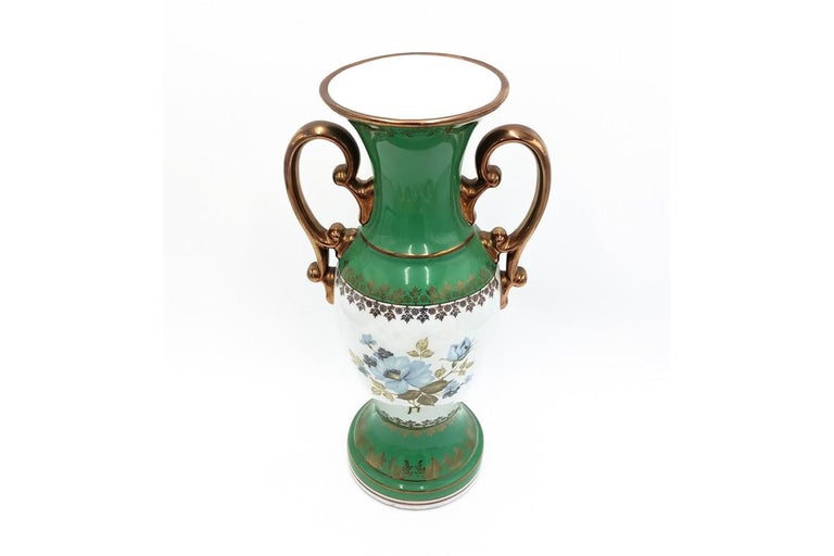 Large Porcelain Green Vase by Karolina, Poland, 1960s at 1stDibs