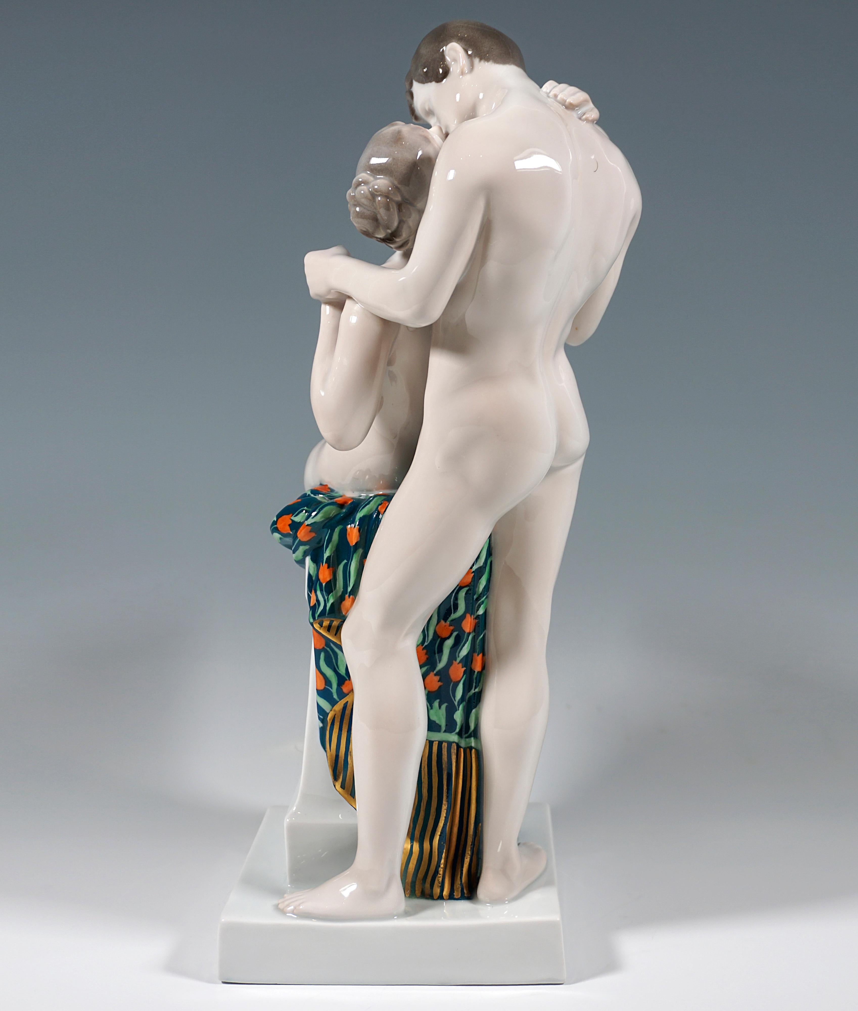 Art Nouveau Large Porcelain Group 'Spring of Love' by R. Aigner Rosenthal Selb Germany, 1916 For Sale