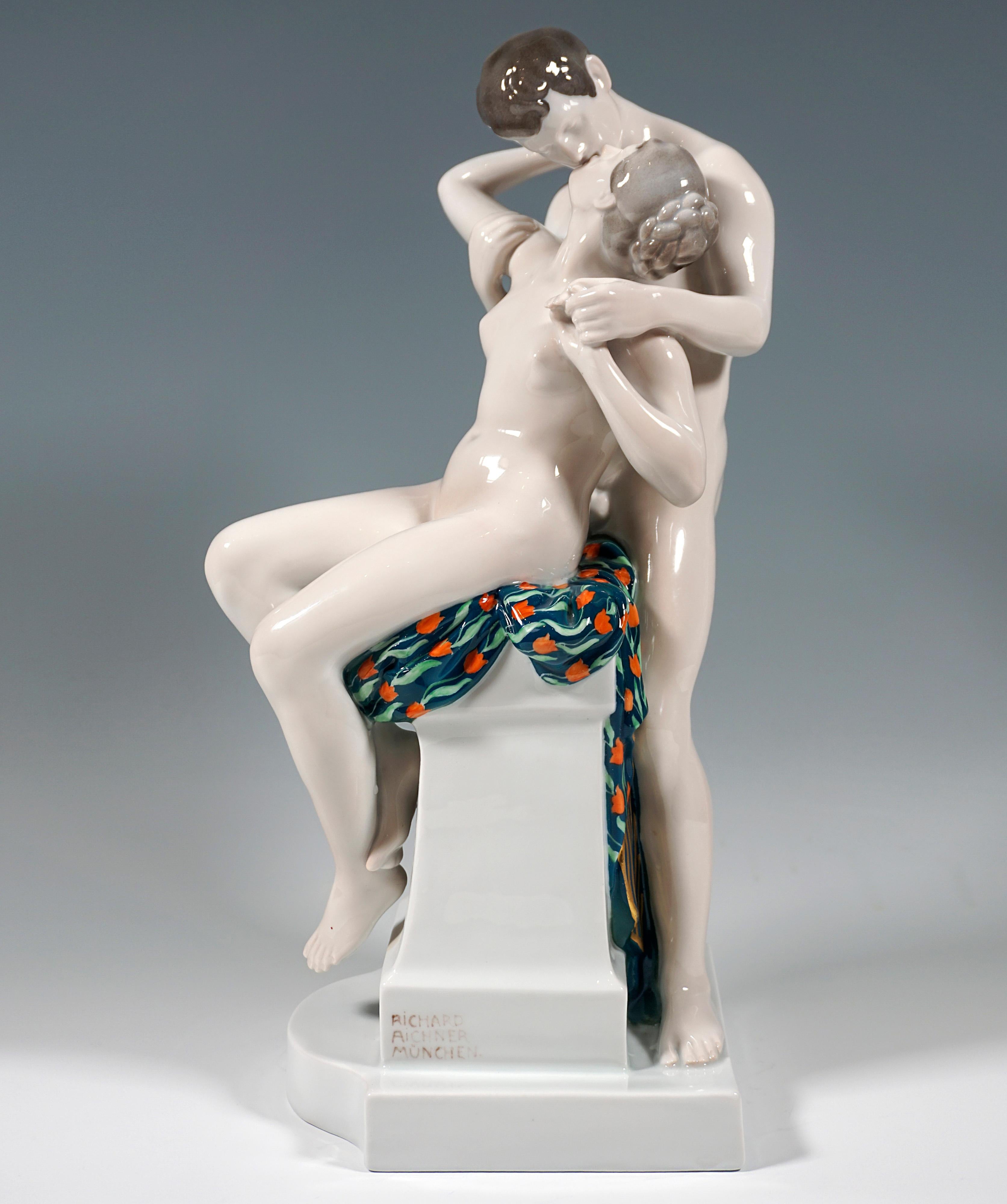 Hand-Crafted Large Porcelain Group 'Spring of Love' by R. Aigner Rosenthal Selb Germany, 1916 For Sale