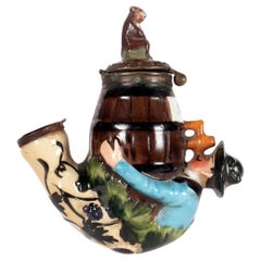 Large porcelain pipe: a reclining man drinking wine, Germany 1880.