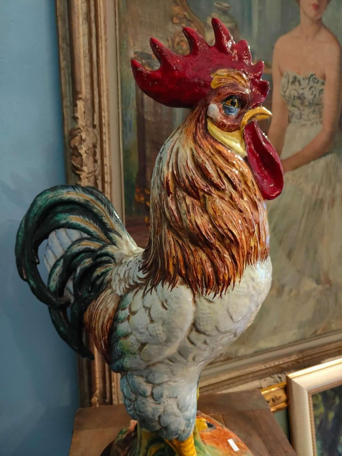 20th Century Large porcelain rooster, Zaccagnini For Sale