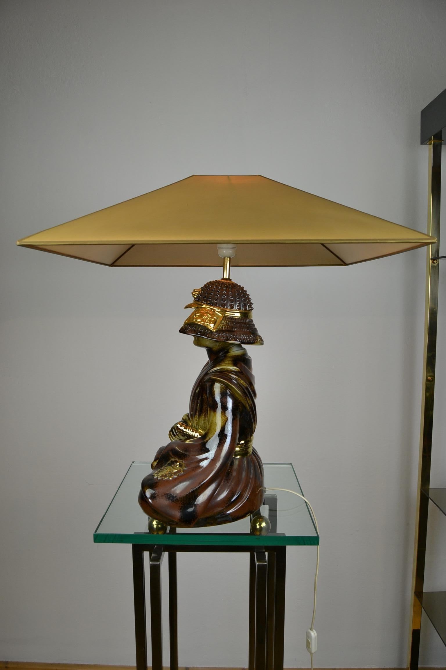 Large Porcelain Samurai Table Lamp, Made in Italy, Late 20th Century 7