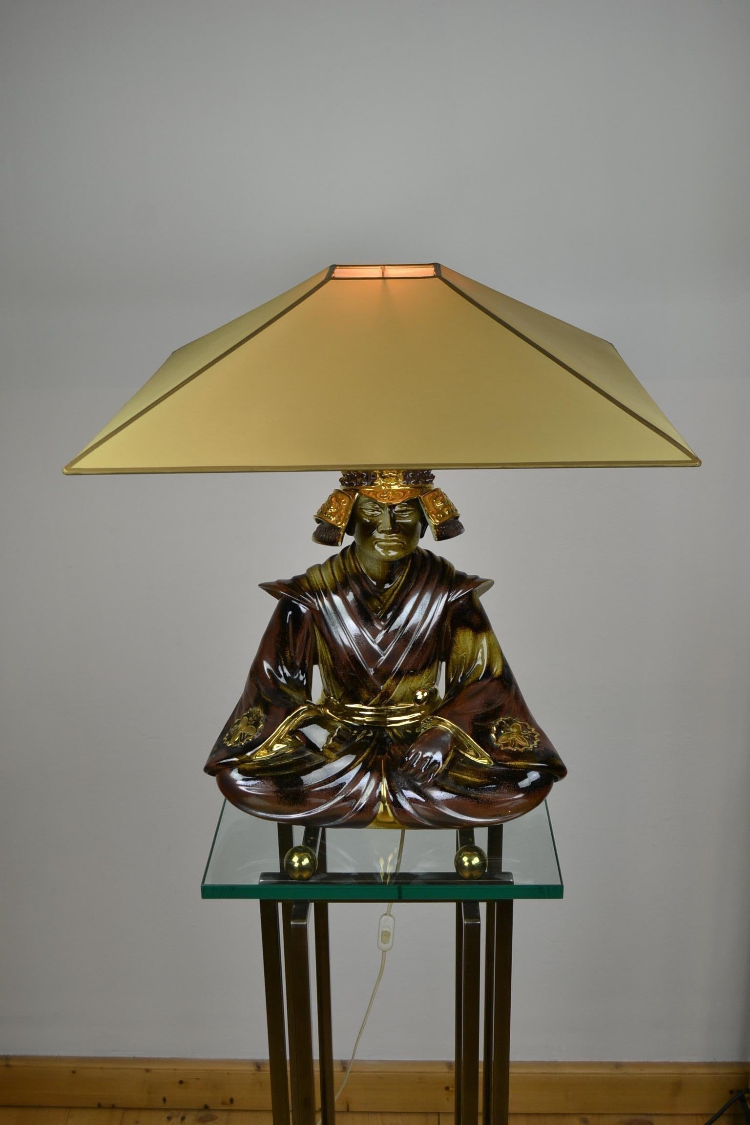 Large Porcelain Samurai Table Lamp, Made in Italy, Late 20th Century 10