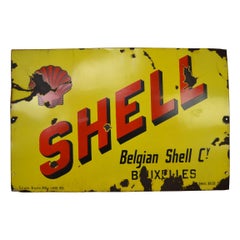 Vintage Large Porcelain Shell Sign, 1930, Belgium