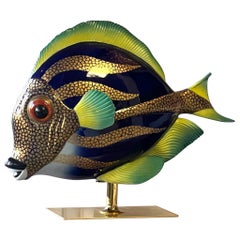 Große surrealistische Fischskulptur aus Porzellan von Mangani für Oggetti