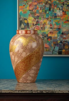 Large Porcelain Vase Hand Painted Chinoiserie Style by D & C Limoges