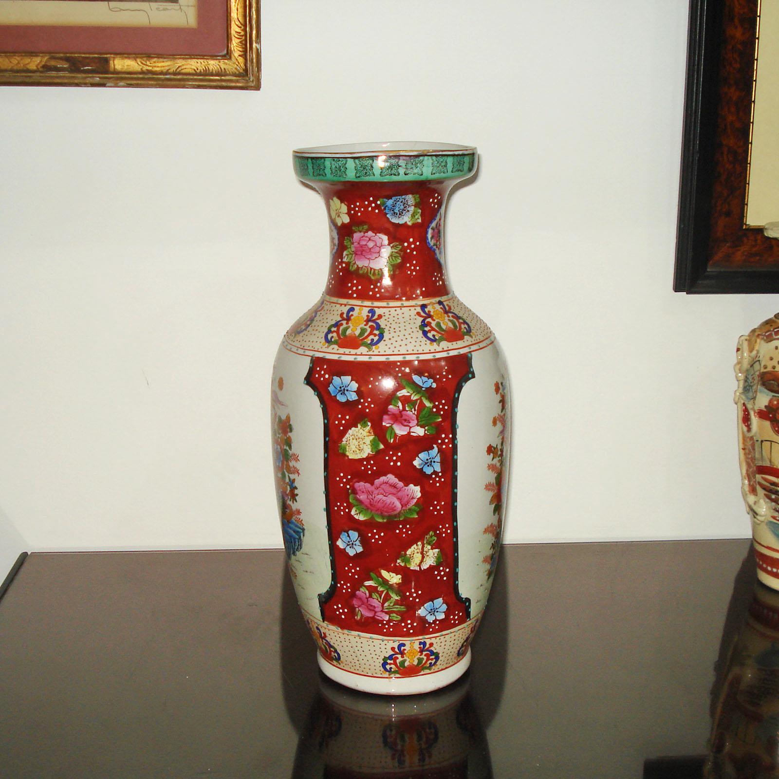 Hand-Painted Large Porcelain Vase, Japan Mid 20th Century For Sale