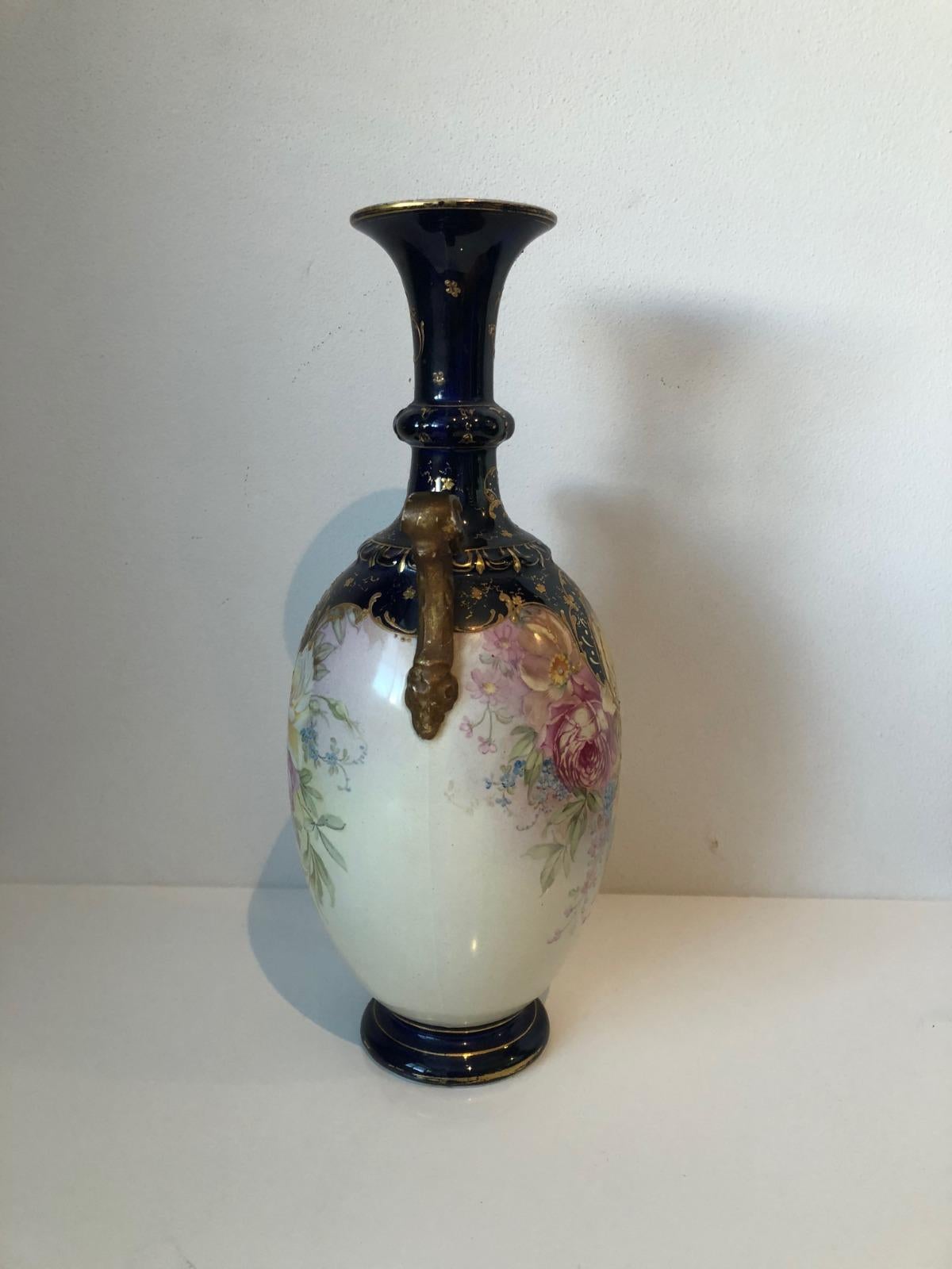 Late Victorian Large Porcelain Vase Royal Bonn For Sale