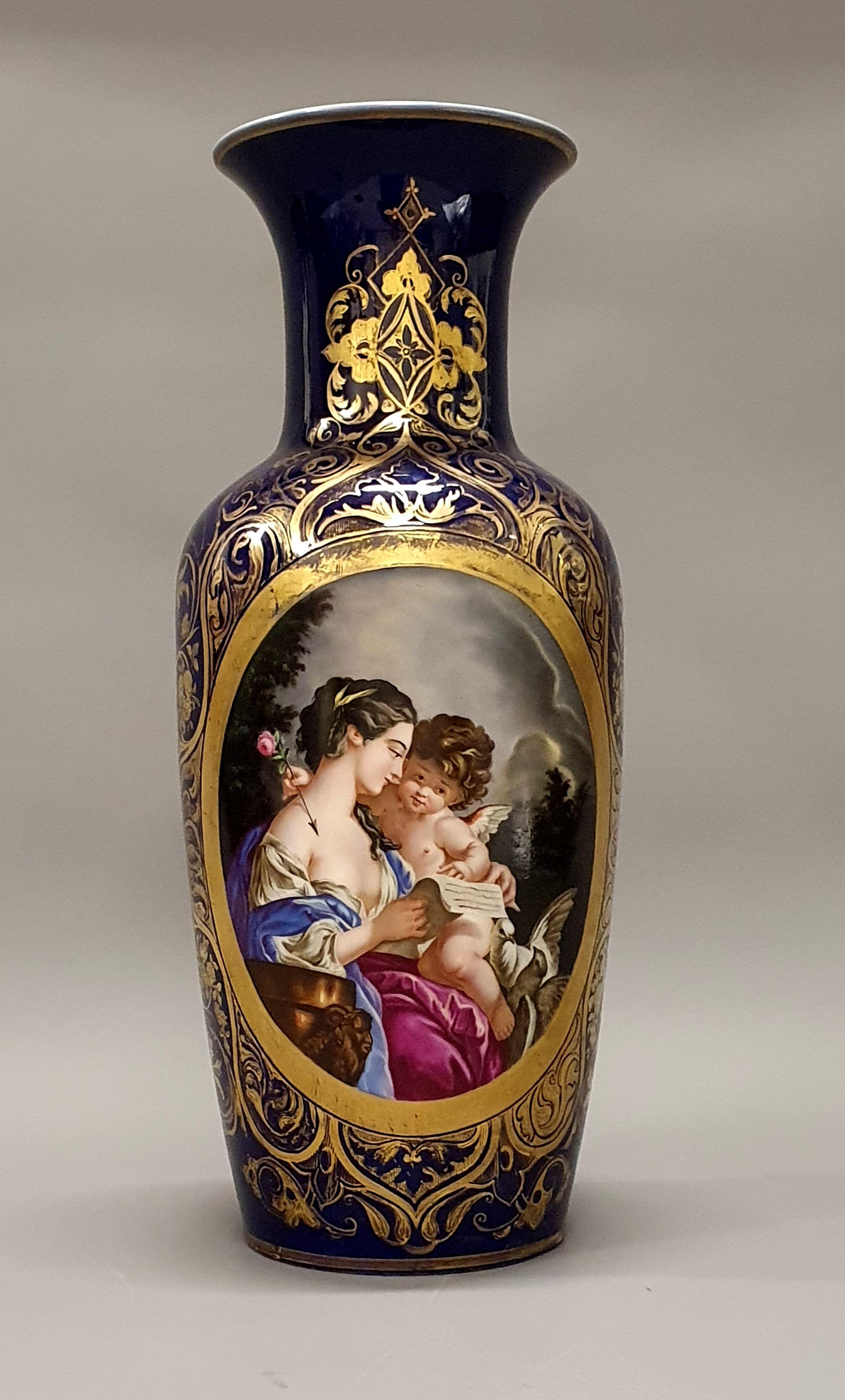 19th Century Large Porcelain Vase, the Toilet of Venus After François Boucher For Sale