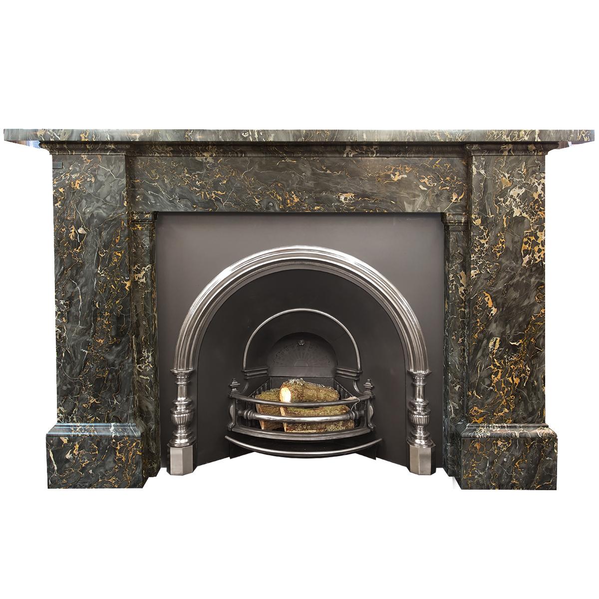 Large Portoro Marble Fireplace Mantel For Sale