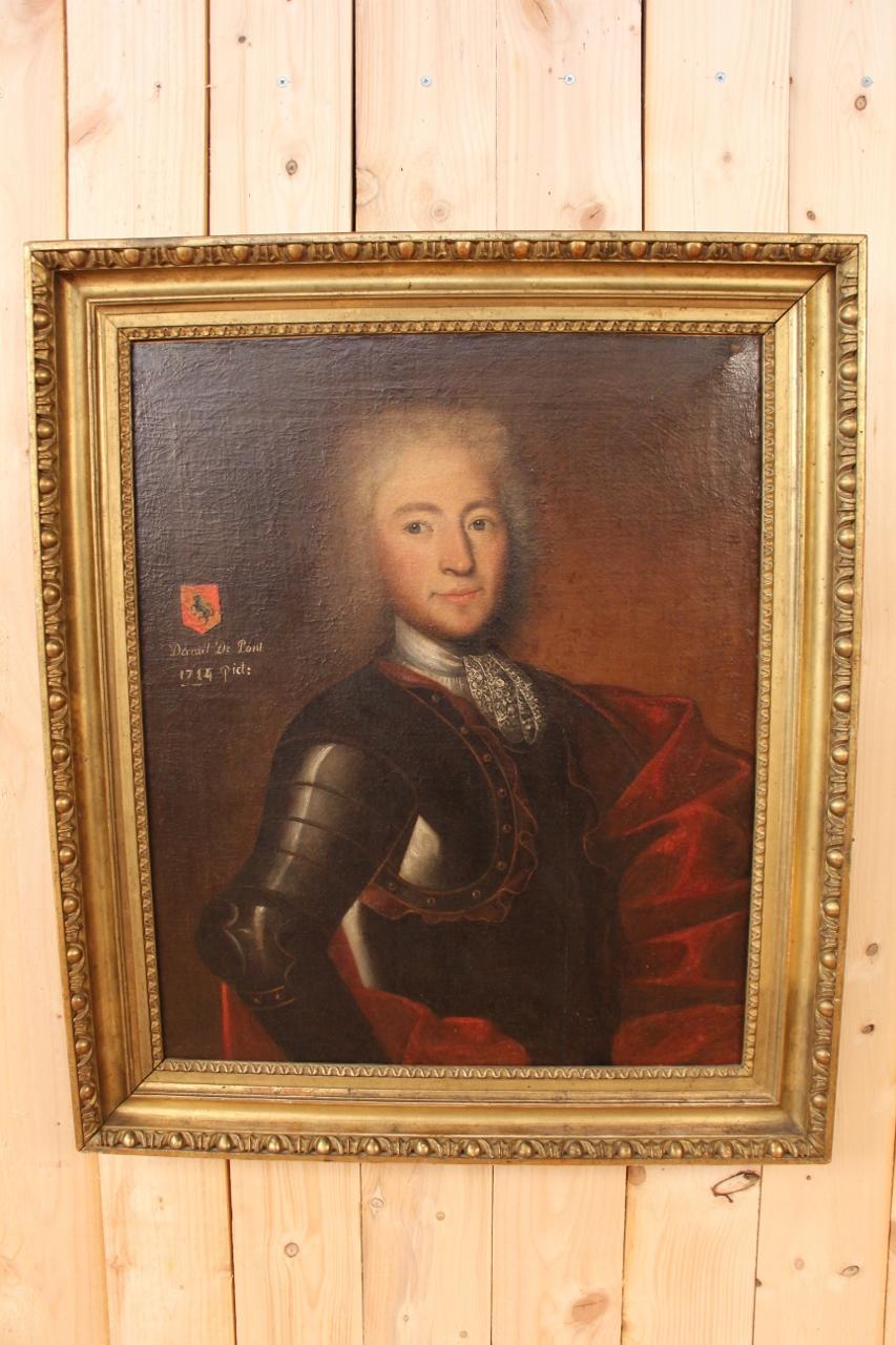 Large Portrait Early XVIIIth of Daniel De Pont Wlyamoz, Captain Spain For Sale 2