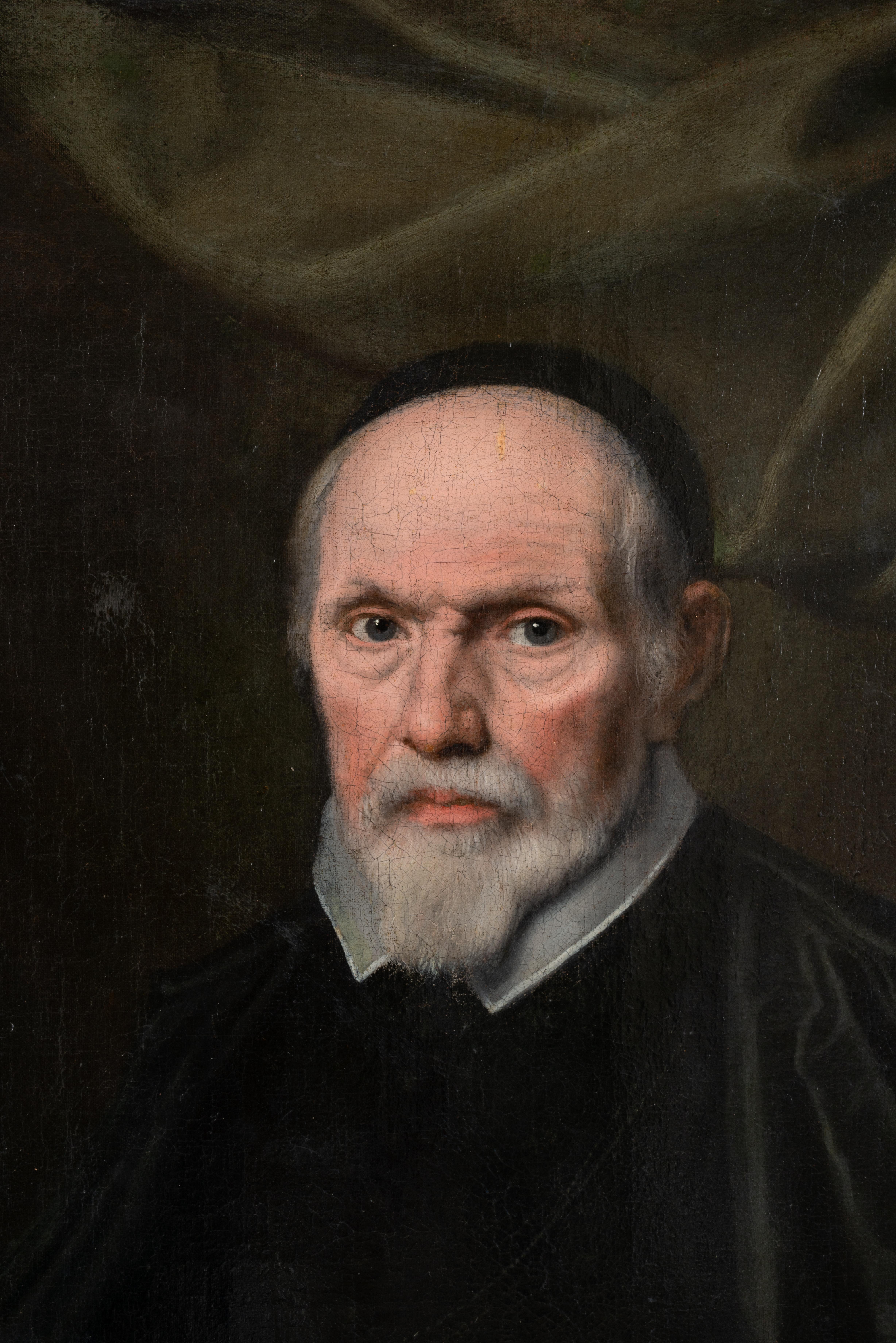 Baroque Large Portrait of a Clergyman, 17th Century French School