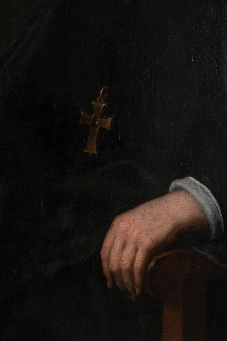 Canvas Large Portrait of a Clergyman, 17th Century French School For Sale