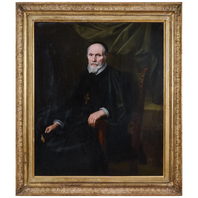 Large Portrait of a Clergyman, 17th Century French School For Sale
