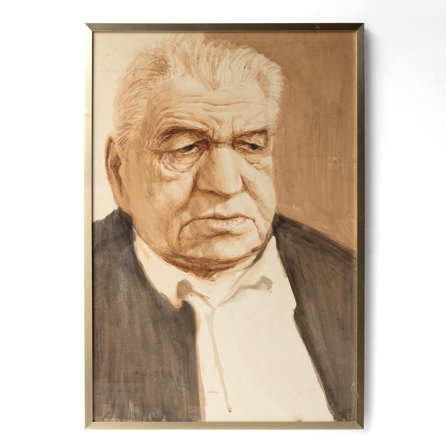 ORIGINAL MID-CENTURY PORTRAIT PAINTING BY SAM WALSH (1934-1989)
By repute depicting the artist’s father. A typically zoomed-in perspective and large-scale portrait skilfully capturing the sitter’s character and expression depicting a life that has