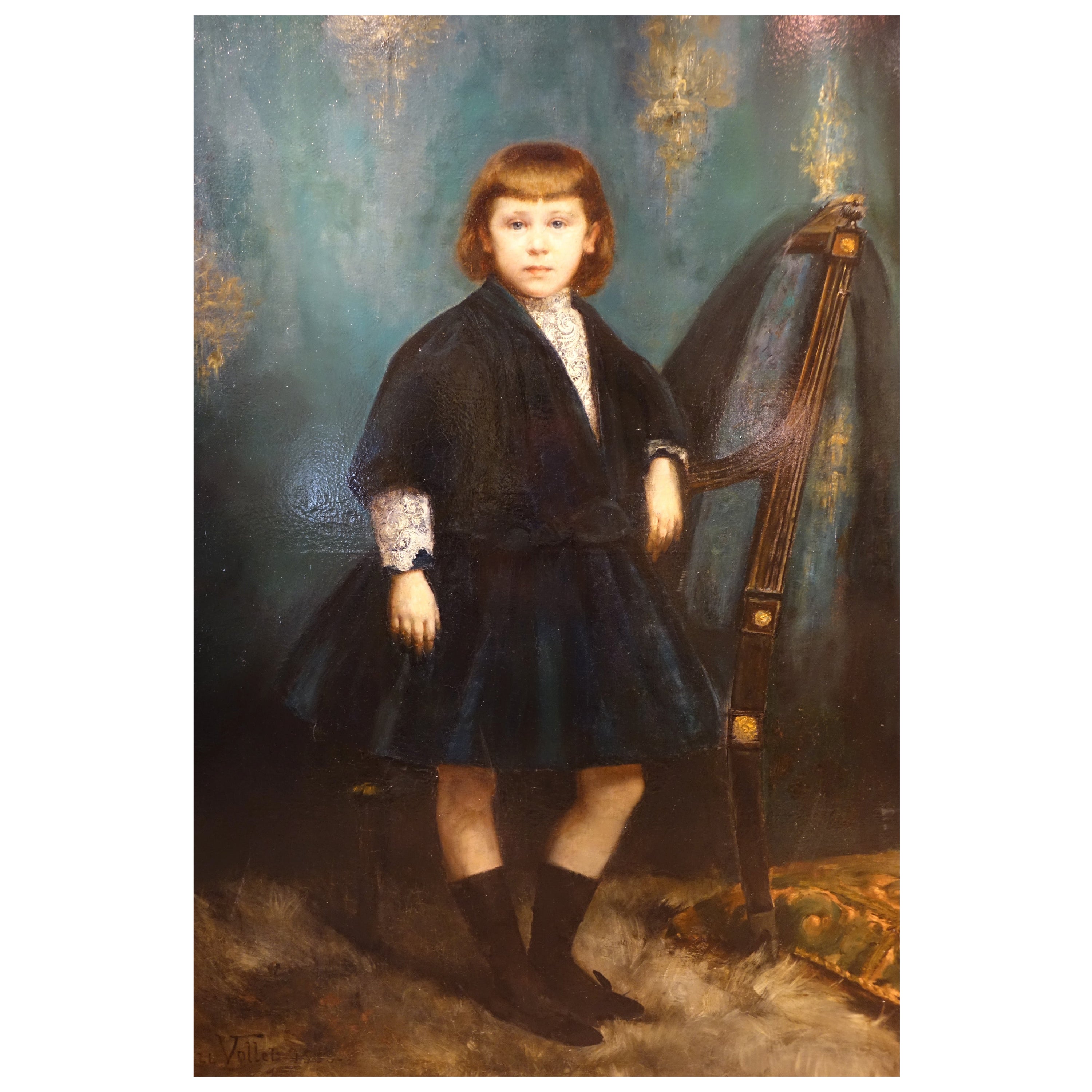 Großes Porträt eines jungen Mädchens, Henri VOLLET( 1861-1945) im Angebot