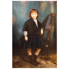 Large portrait of a young girl, Henri VOLLET( 1861-1945)