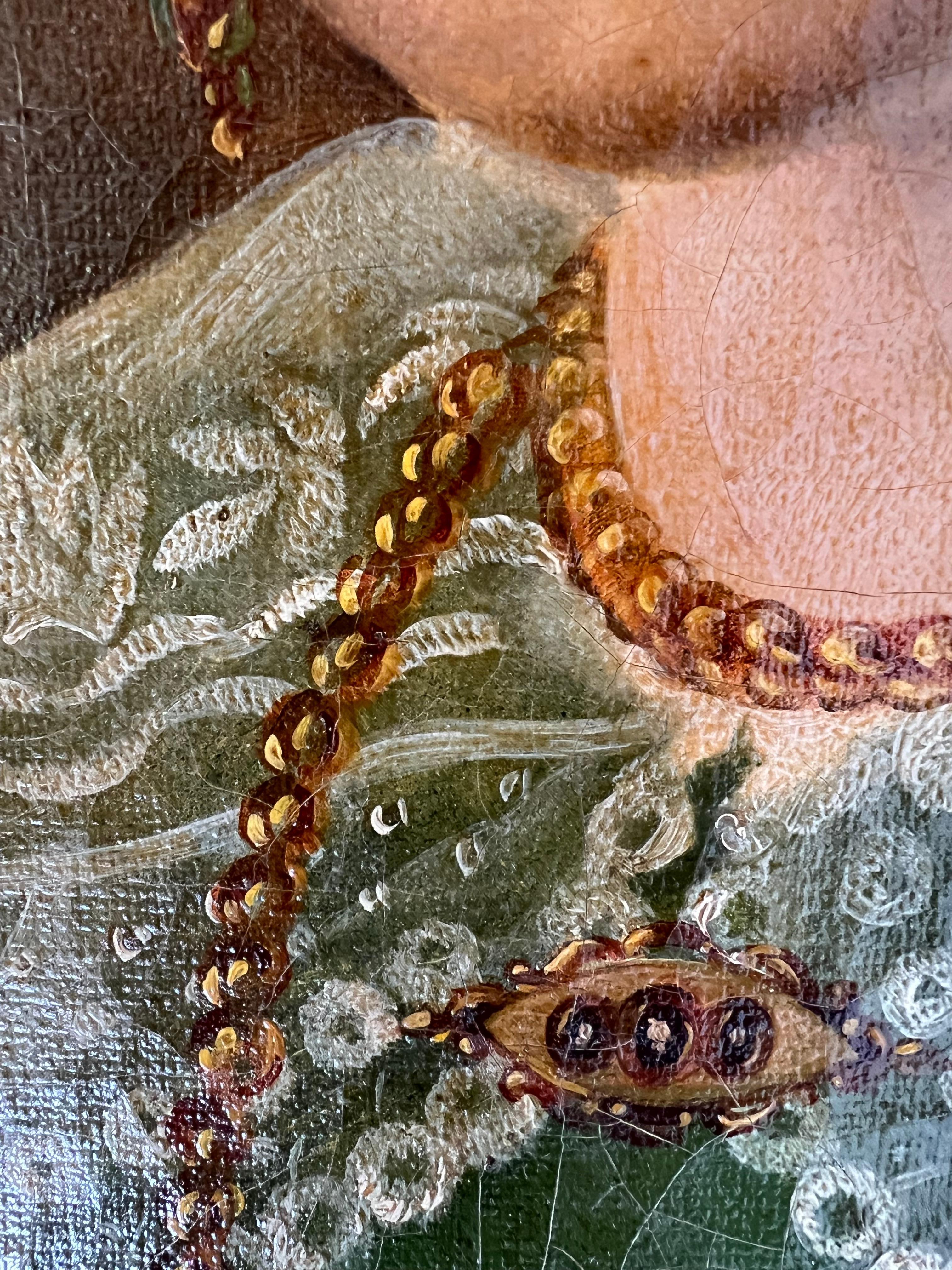 Grand portrait de la femme du capitaine Herlin 19e en vente 4