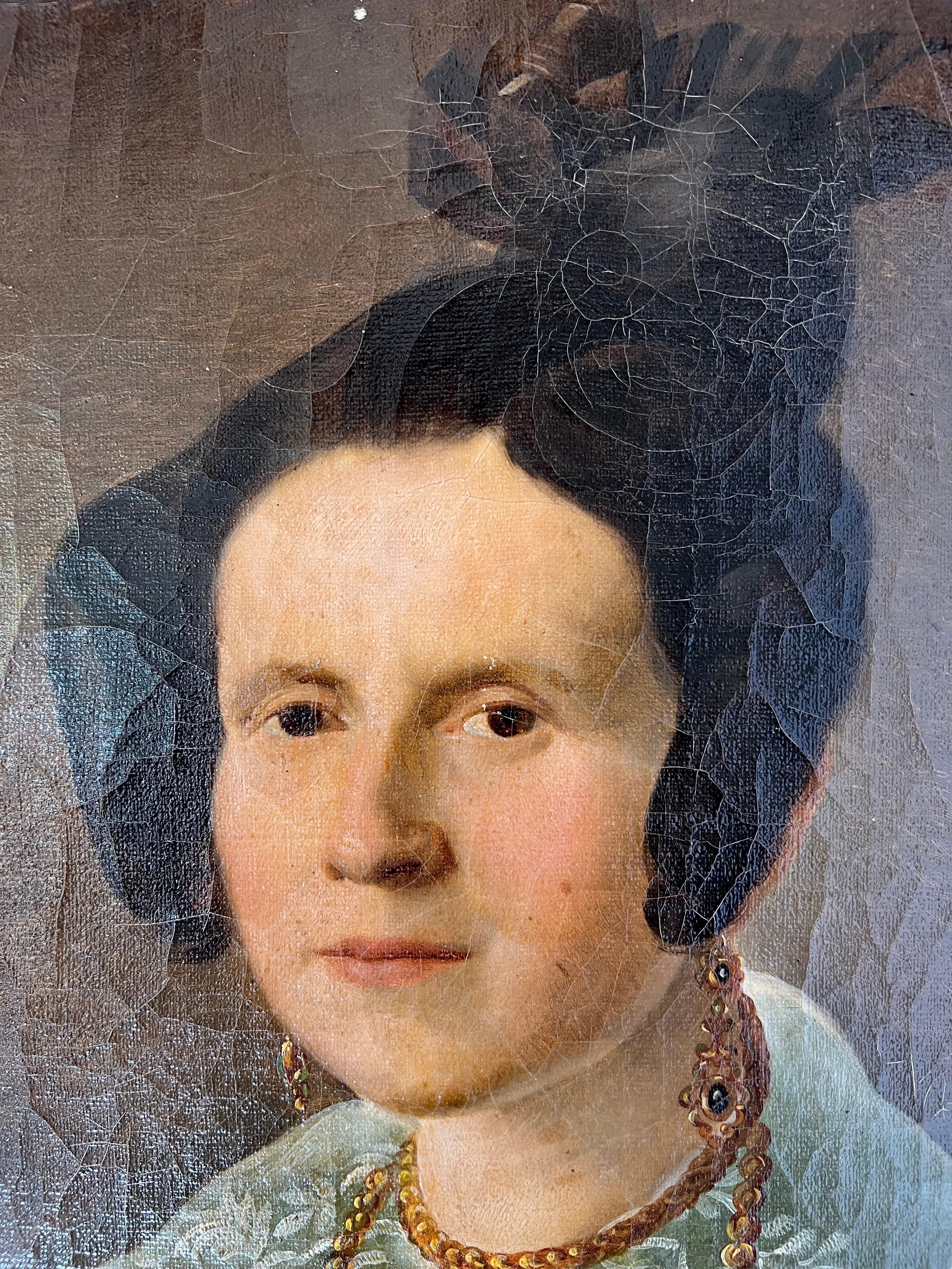 Toile Grand portrait de la femme du capitaine Herlin 19e en vente