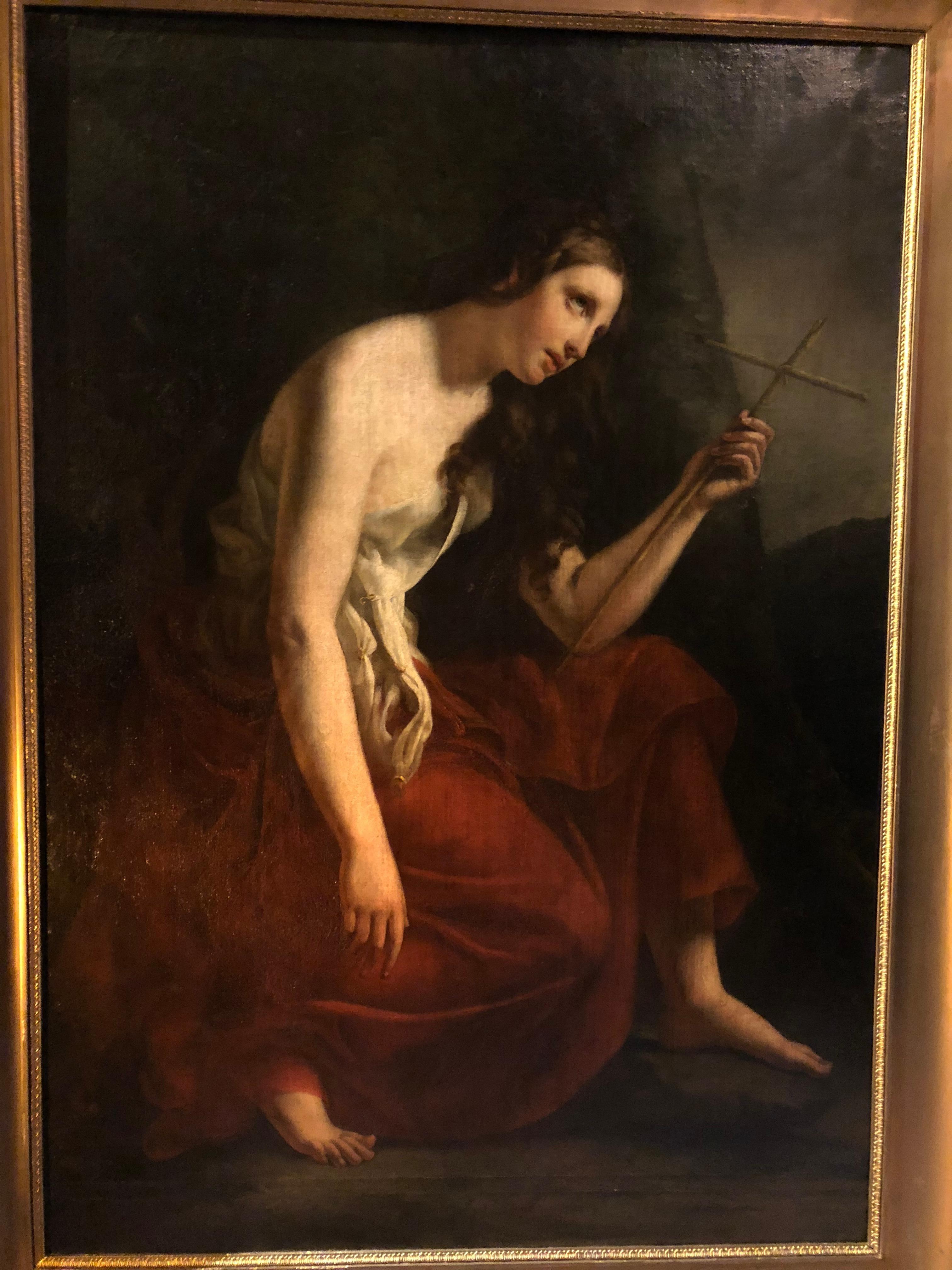 Oiled Large Portrait of Penitent Marie-Madeleine For Sale