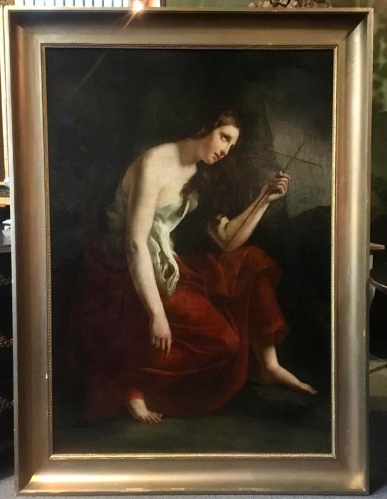 19th Century Large Portrait of Penitent Marie-Madeleine For Sale